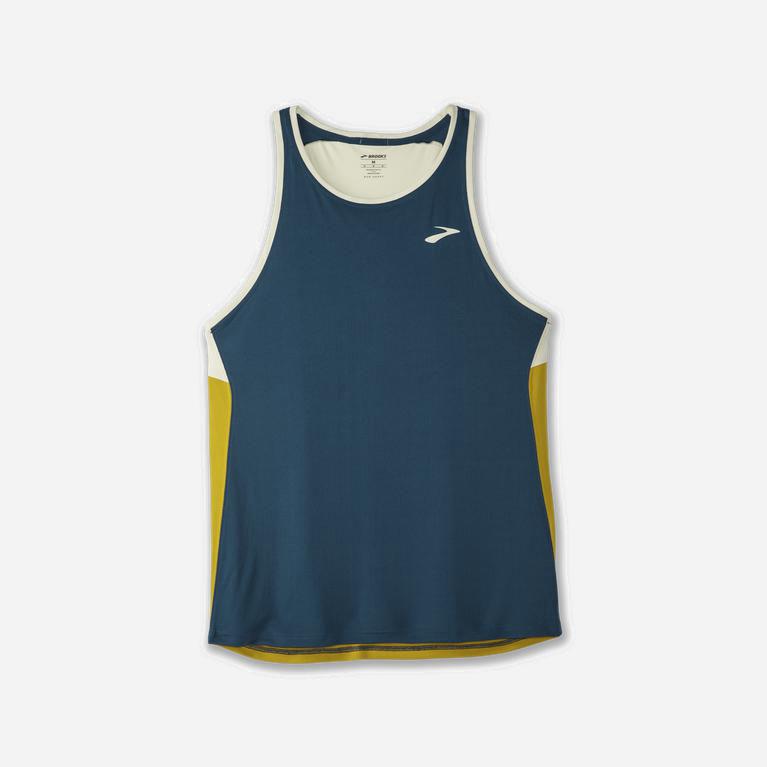 Brooks Atmosphere Australia - Men's Running Tank Top - Indigo Rush/Honeydew (209465-SAW)